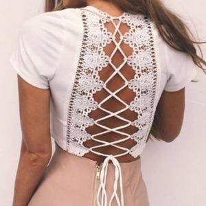 White Backless Crop Top